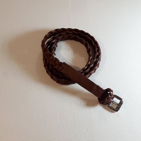Talula Brown leather braided belt size extra small